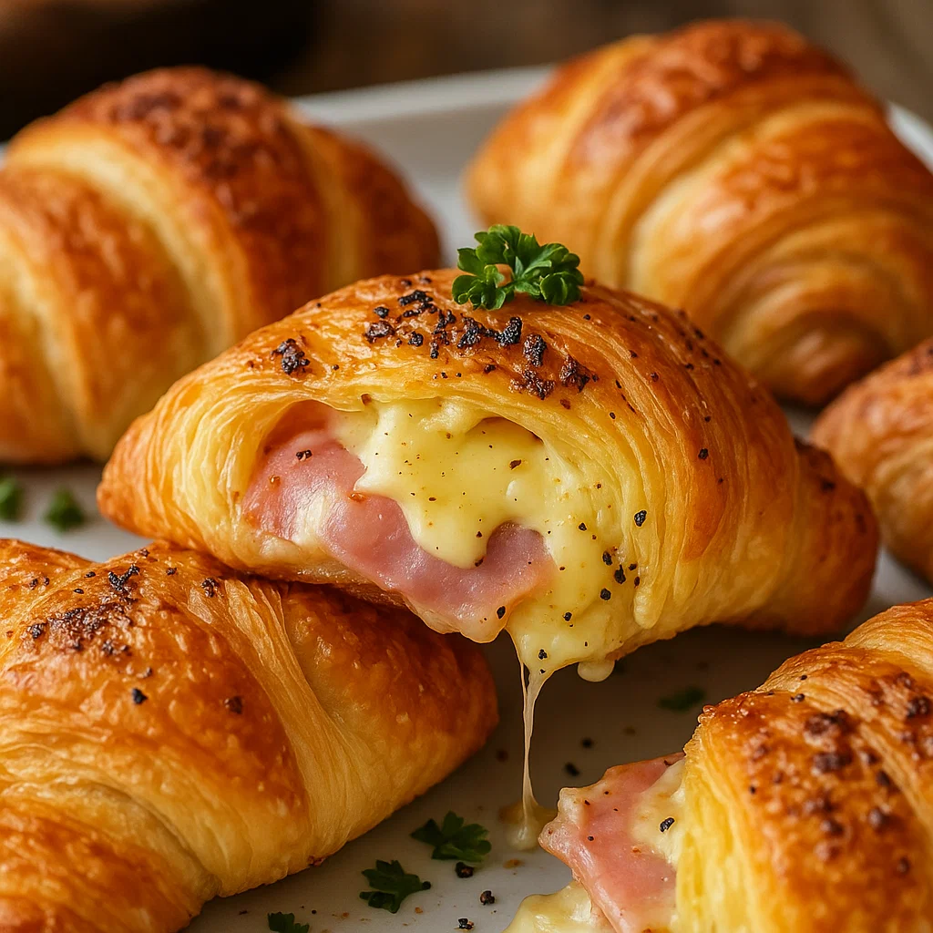 Baked Ham and Cheese Croissants