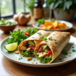 Chicken Avocado Wrap served with chips and salad