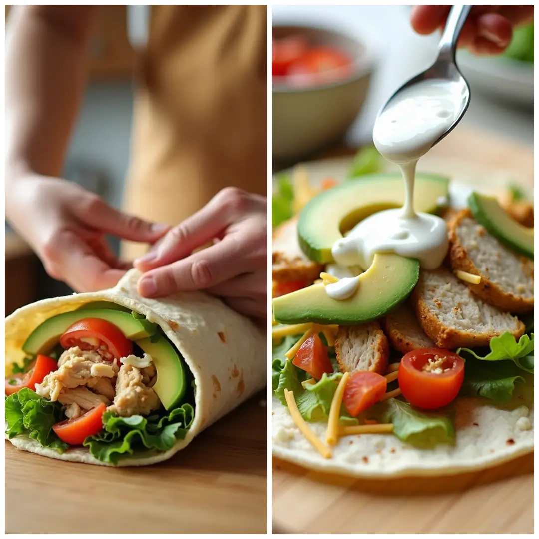 Step-by-Step Chicken Avocado Wrap Assembly Process Assembling the Chicken Avocado Wrap step by step