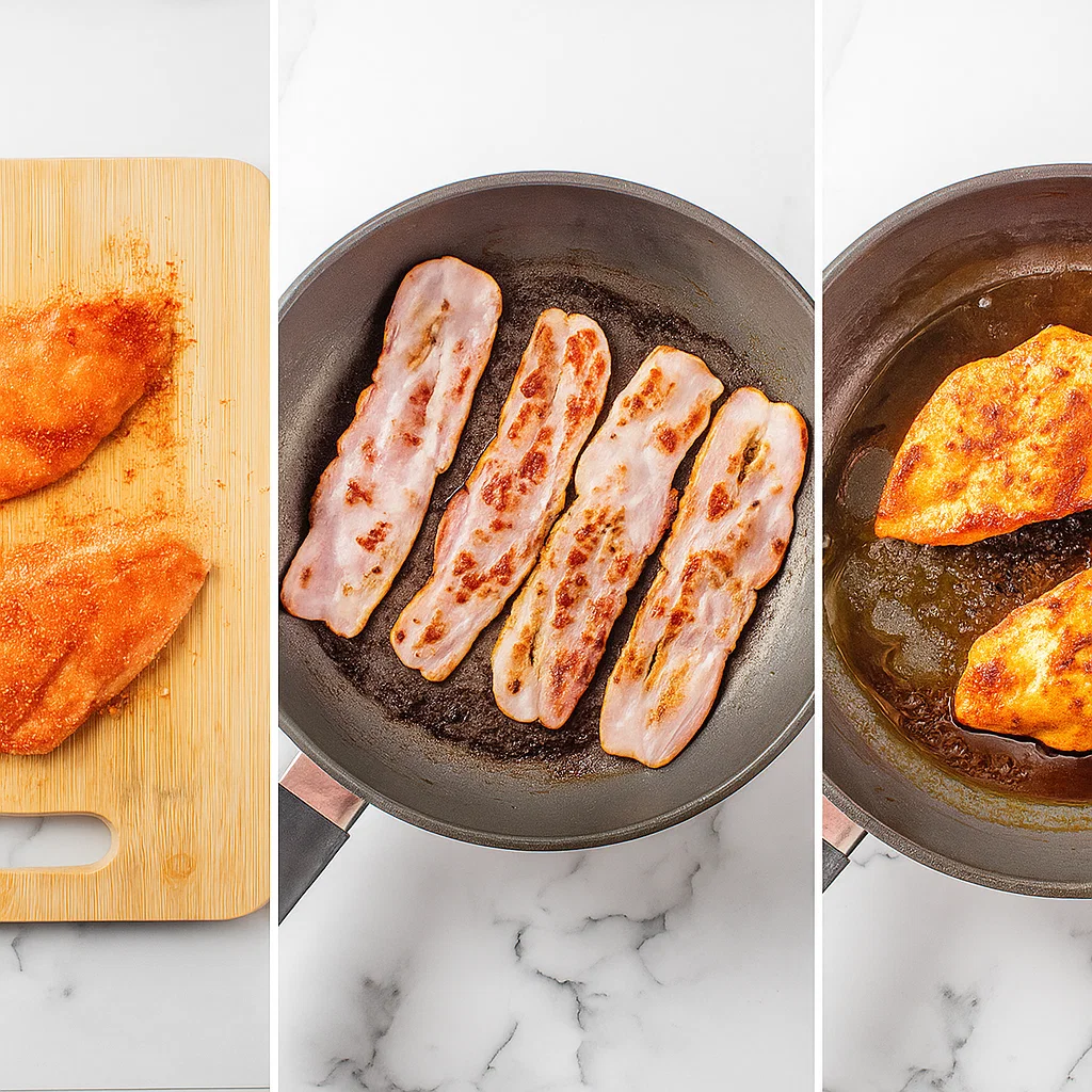 Crispy Chicken Bacon Ranch Wrap Step-by-step process of making Crispy Chicken Bacon Ranch Wrap