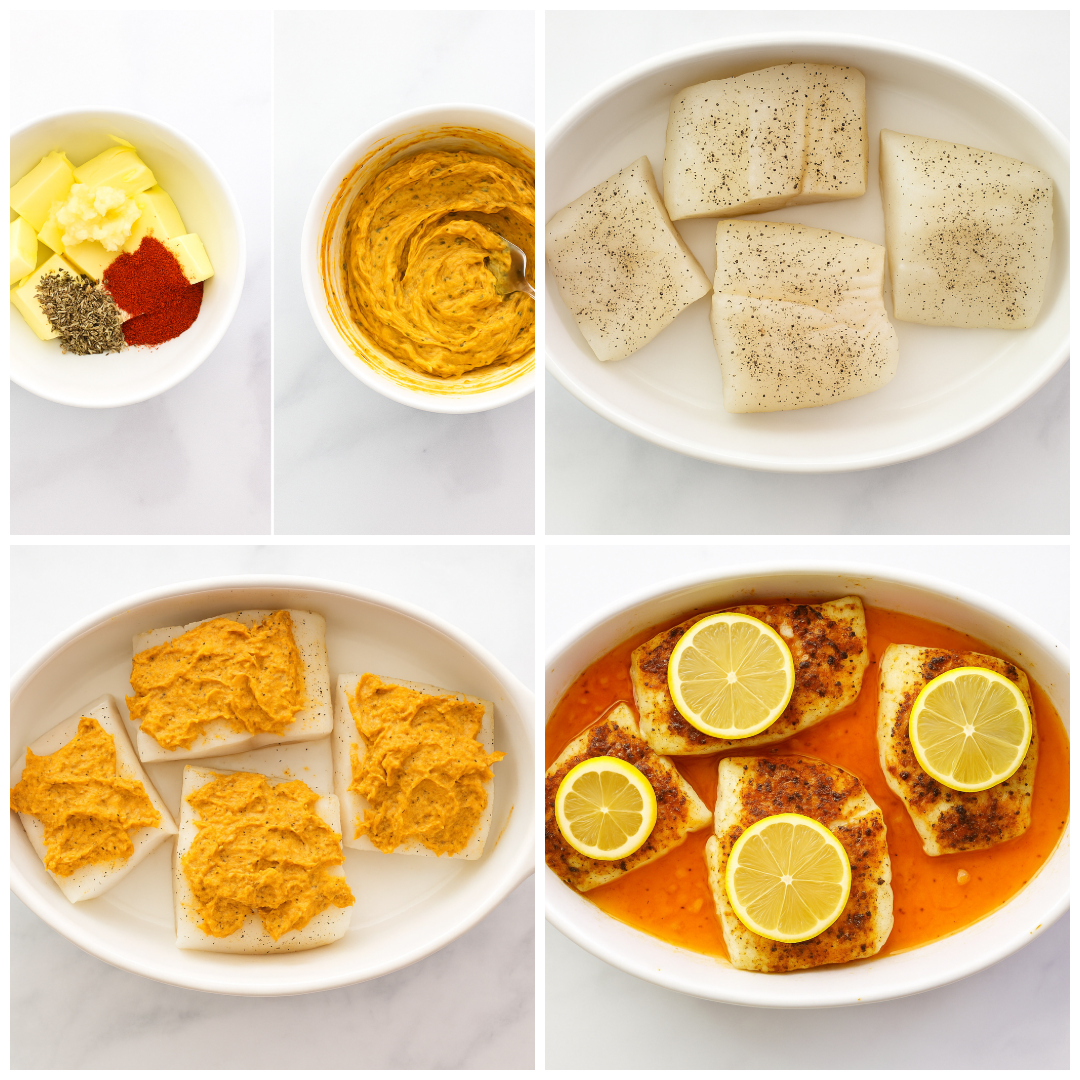 Lemon Butter Baked Cod 2 Ingredients for Lemon Butter Baked Cod: cod fillets, garlic, butter, lemon, herbs