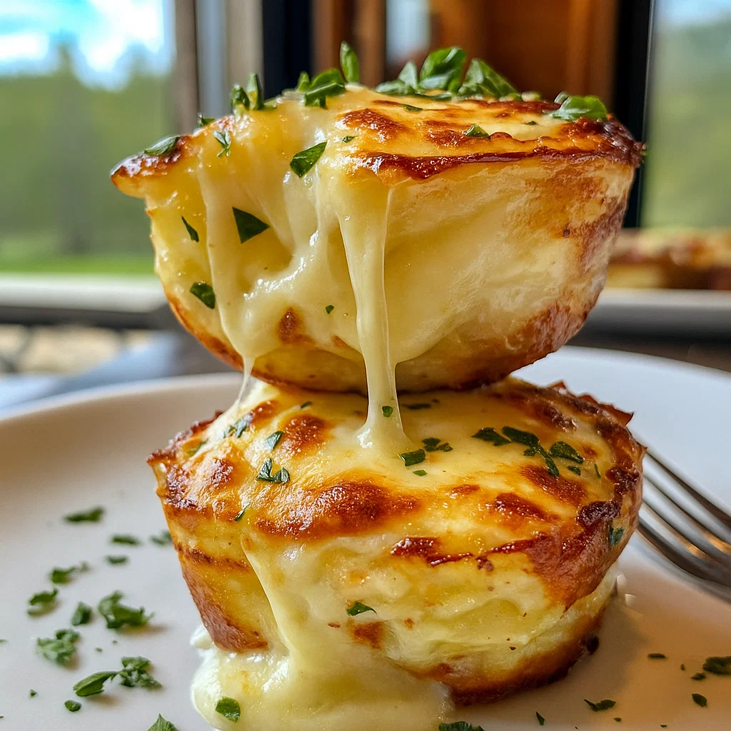 Freshly baked mashed potato cheese puffs on a serving plate with dipping sauces like ranch and ketchup.