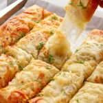 Homemade cheesy breadsticks fresh from the oven