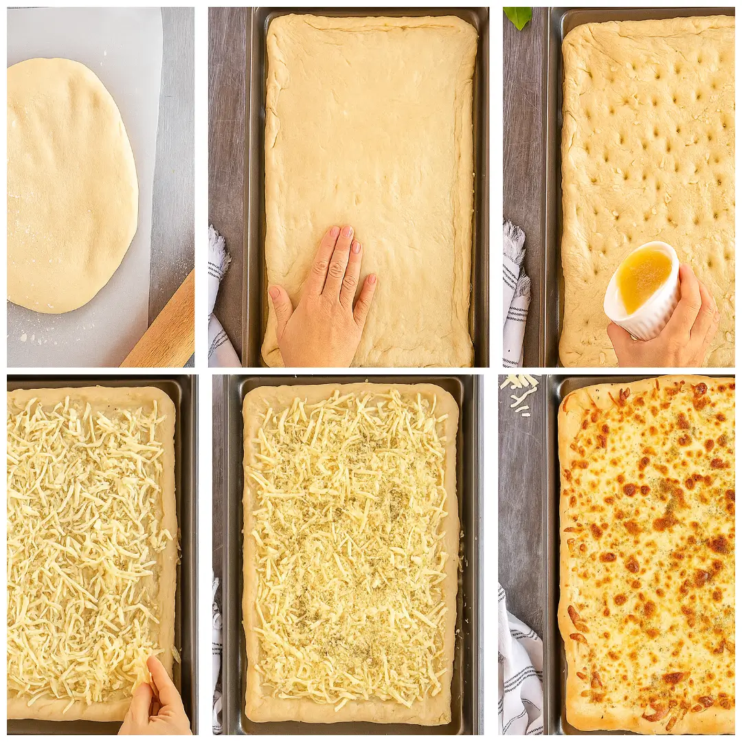 Homemade Cheesy Breadsticks Preparing homemade cheesy breadsticks with garlic butter