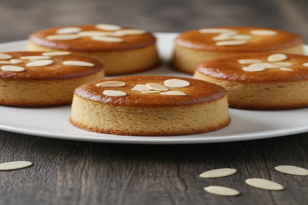 Moelleux aux Amandes et Compote de Pommes présentation Portion de Moelleux aux Amandes et Compote de Pommes sur assiette