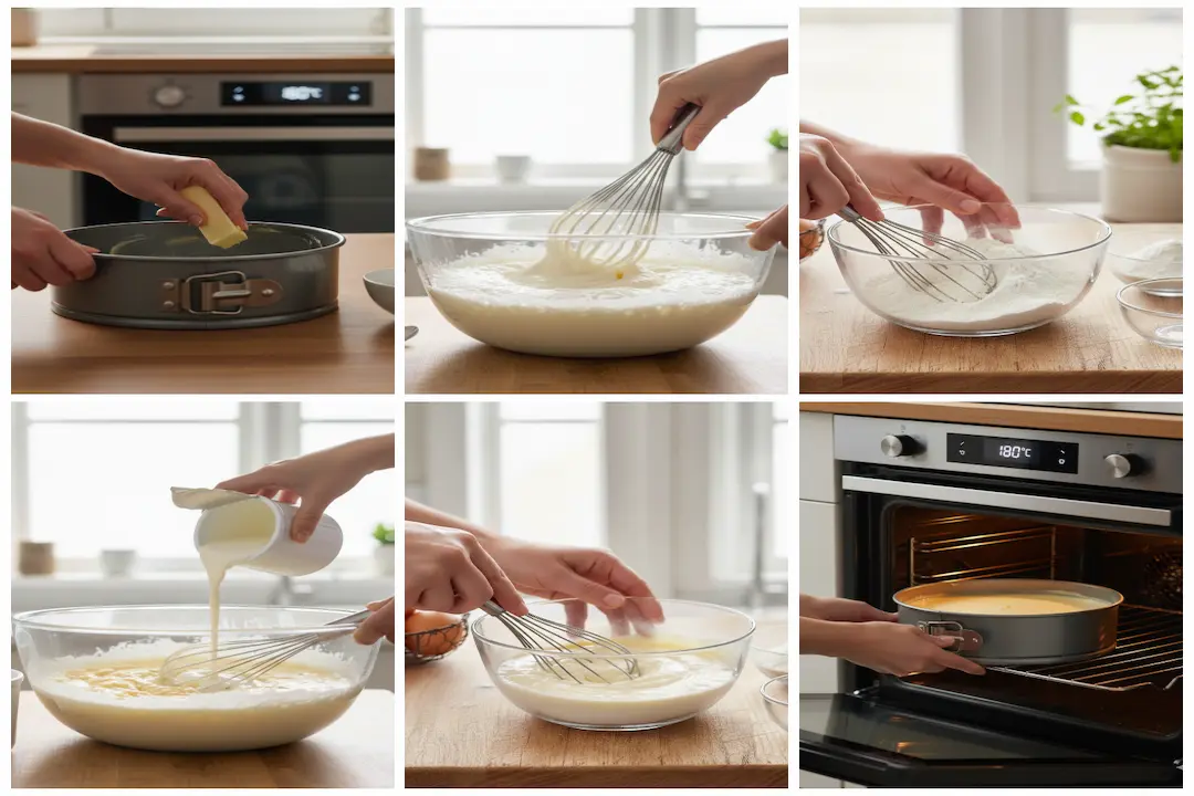 Étape Clé : Verser la Pâte du Gâteau Ultra-Crémeux aux Yaourts dans le Moule Verser la pâte du Gâteau Ultra-Crémeux aux Yaourts dans un moule beurré.