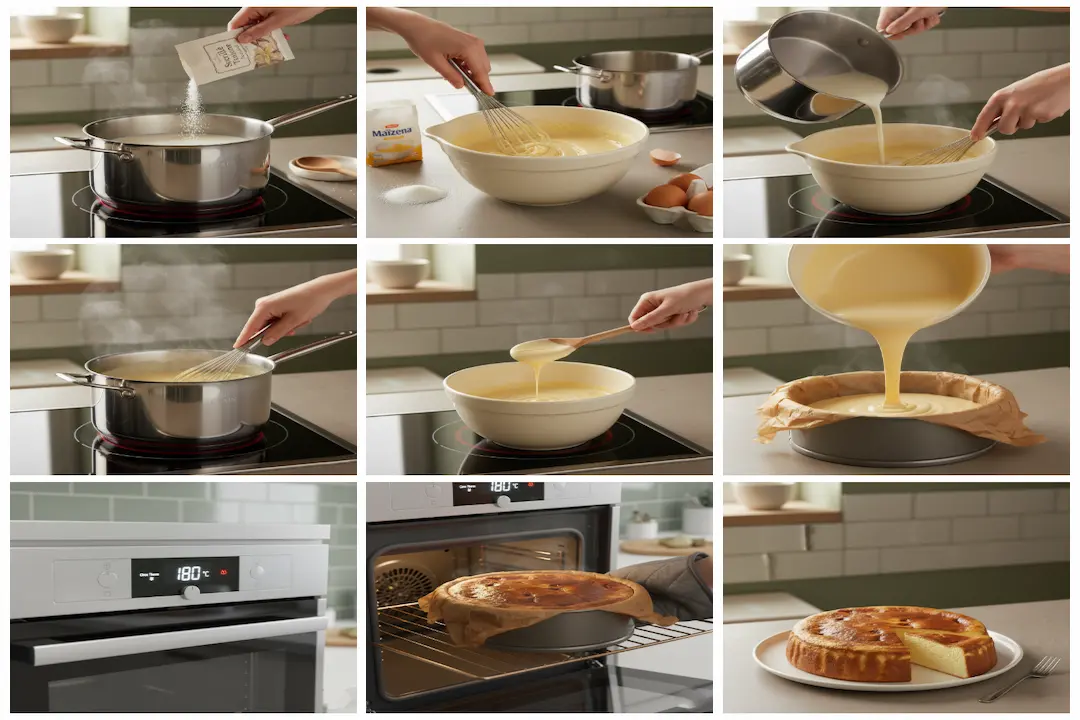 Lait entier chauffé dans une casserole propre, avec de la vapeur pour l'infusion de la vanille.