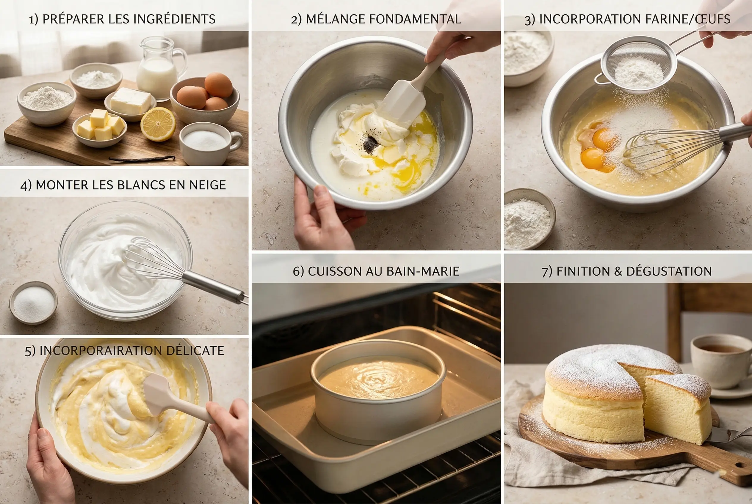 Préparation de la pâte du Gâteau Nuage Japonais au bain-marie