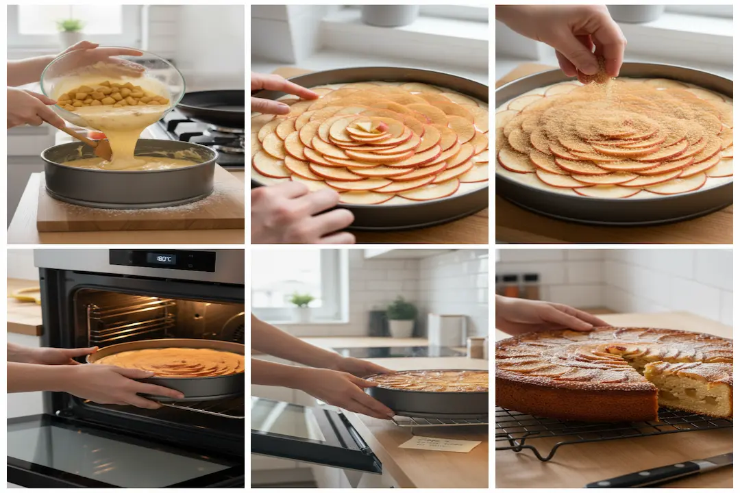 Étape de la pâte : Incorporez la farine et la levure Préparation de la pâte du Gâteau Pommes Mascarpone