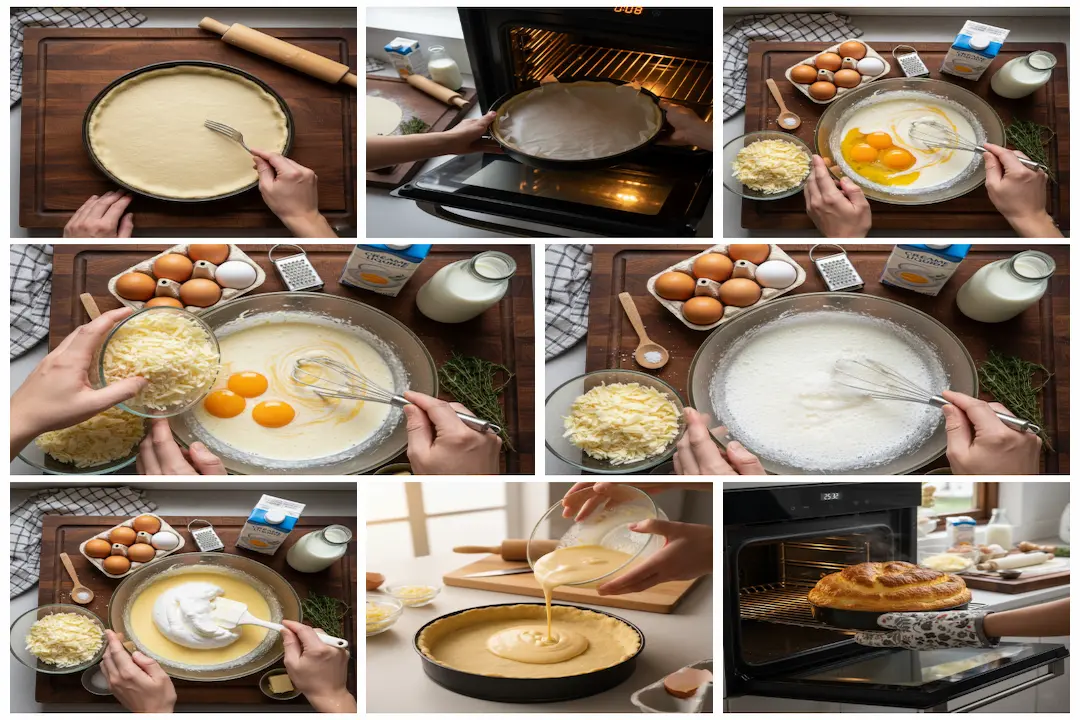 preparation-appareil-quiche-soufflee Incorporation délicate des blancs en neige dans l'appareil à fromage pour une texture soufflée.