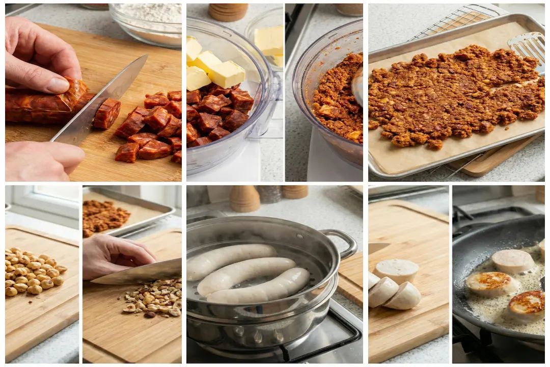 Etape-Preparation-Crumble-Chorizo-Mixeur Préparation du crumble de chorizo au mixeur pour obtenir une texture sableuse.