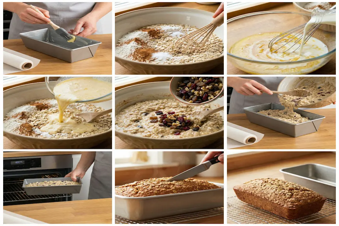 Préparation de la pâte du Pain du Matin aux Flocons d’Avoine et au Miel dans un saladier avant la cuisson.