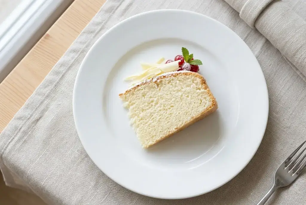 Gâteau Nuage Chocolat Blanc démoulé sur une assiette élégante