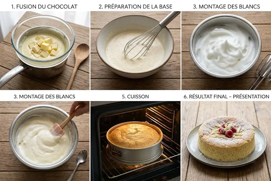 Blancs d'œufs montés en neige ferme pour le Gâteau Nuage Chocolat Blanc